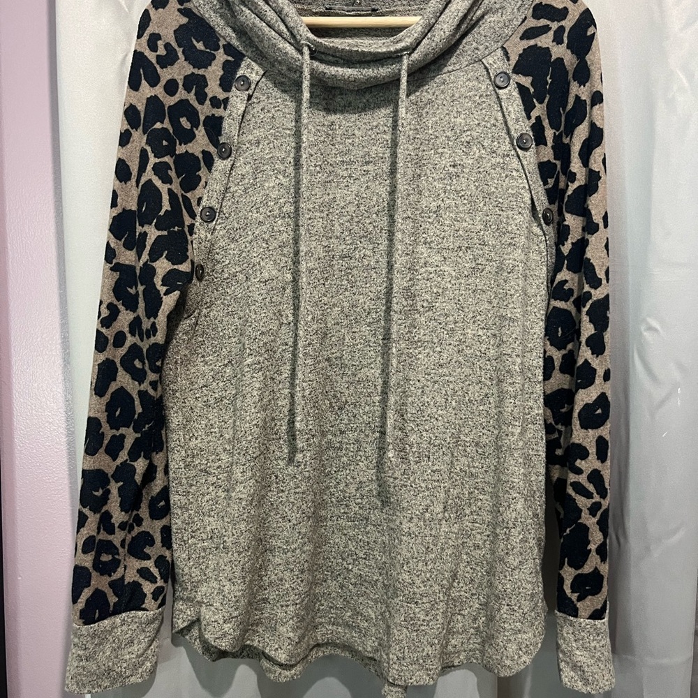 Staccato Gray and Black Cowl Neck Sweater